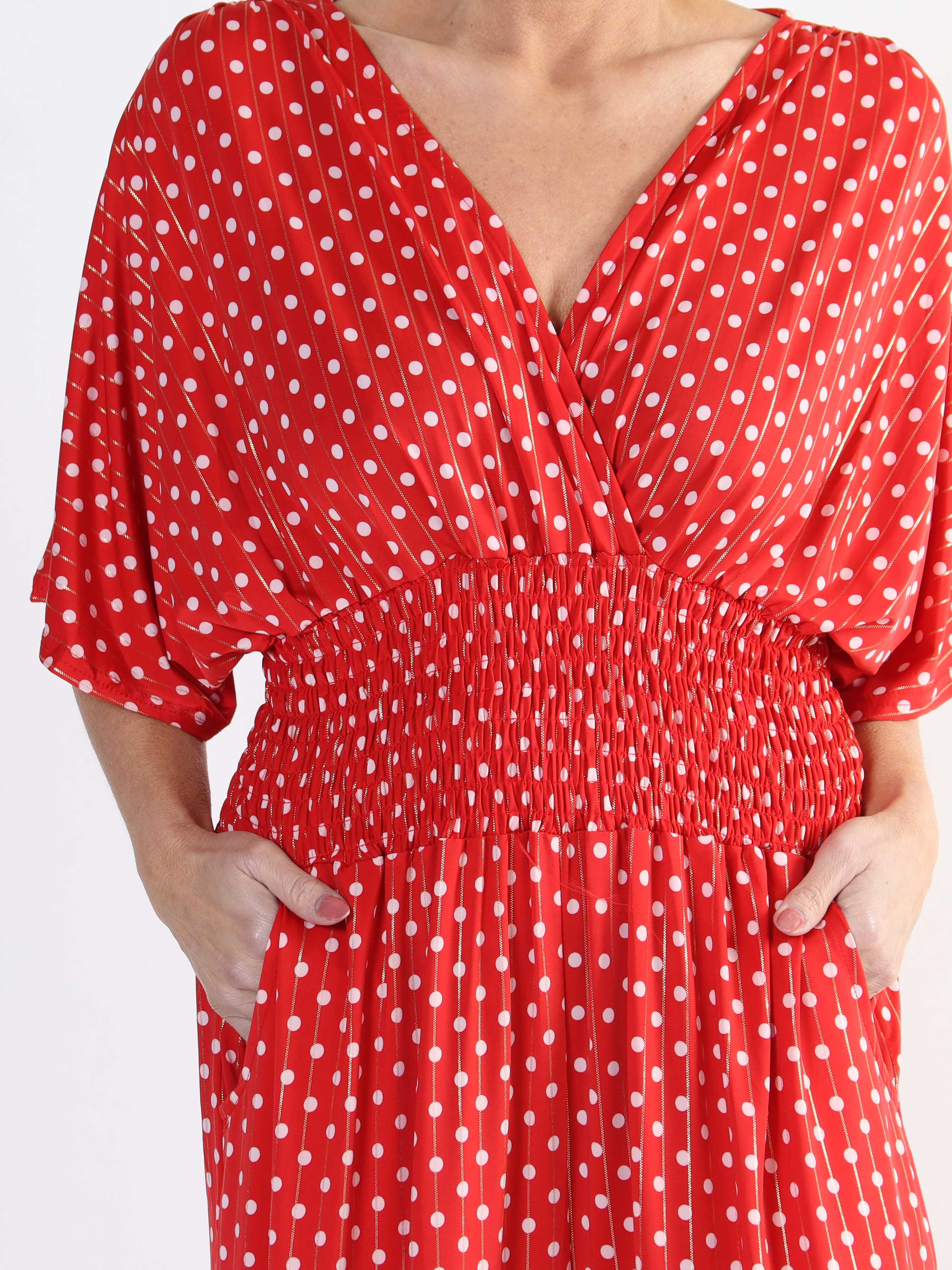 Pams Dot Jumpsuit - Elastisk plus size buksedragt med prikker